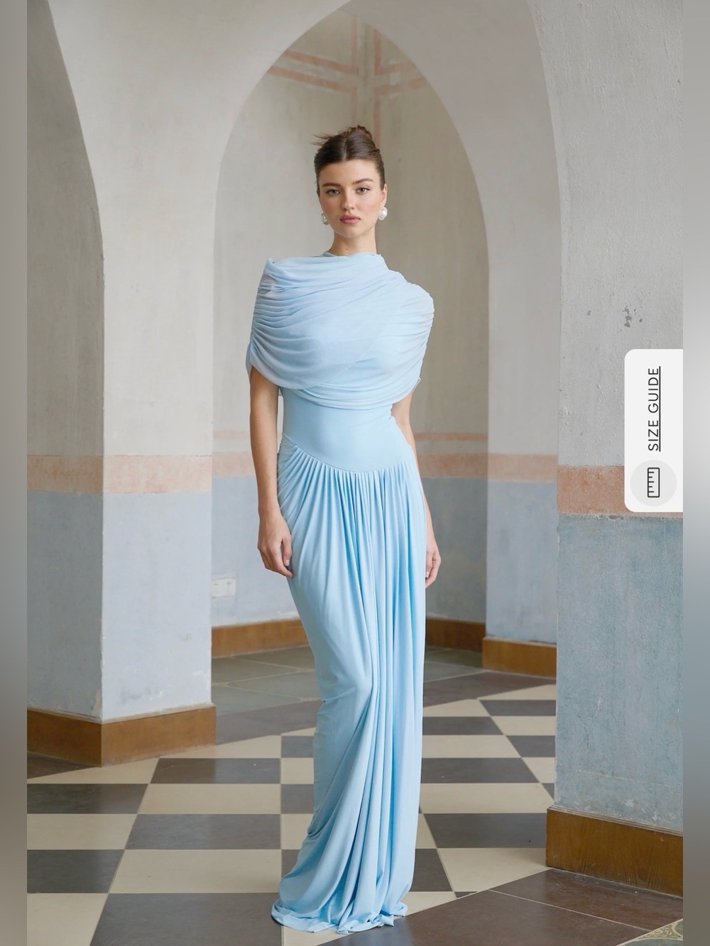 Miss Rosier Catherine asymmetrical pleated maxi dress in Baby-blue Size M